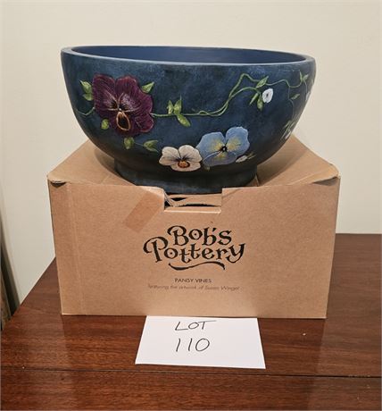 Bob's Pottery Pansy Vines Decorative Bowl W/Box