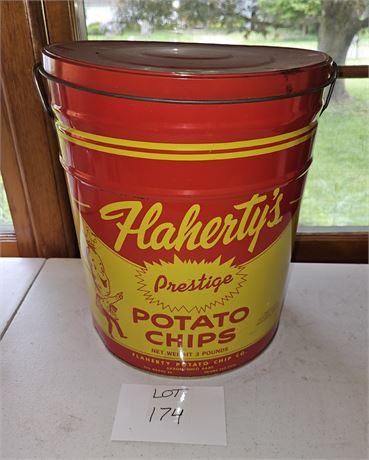 Flaherty's Potato Chips 3 Pound Metal Bin
