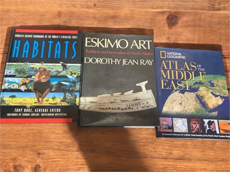 Coffee Table Lot of 3 - Atlas of the Middle East, Habitats, Eskimo Art