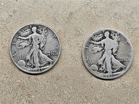 1920 & 1943 Silver Walking Liberty Half Dollars
