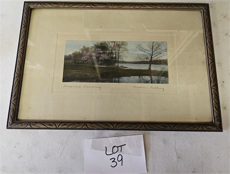 Signed Wallace Nutting "Blossom Landing" Framed Print