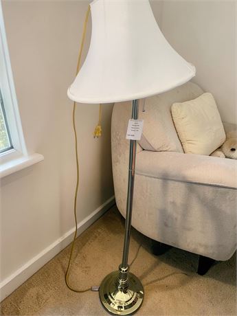 Mid-Century Modern Style Brass Finish Floor Lamp W/Shade