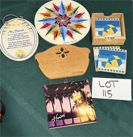 Vintage Home Decor Mixed Lot- Coasters, Wall Plaques & More