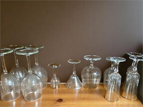 Clear Wine/Cocktail, Fluted Champagne Glasses & More