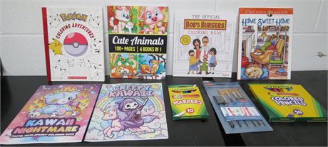 Coloring Books, Markers, Pencils, Etc