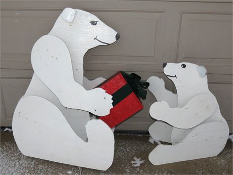 Outdoor Wood Christmas Bear Decorations