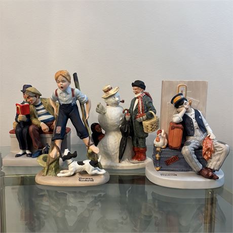 The 12 Norman Rockwell Porcelain Figurines Series, LOT OF 4