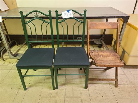 Green Metal Chairs & Wood Folding Chair