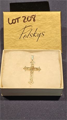 14k Gold Cross Pendant 1.0 dwt