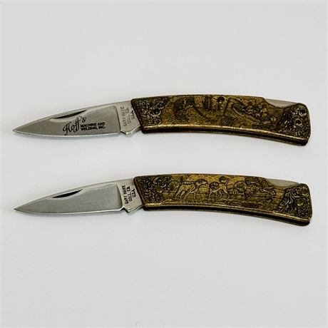 Gary Hawk Collectors Edition Hunting/Fishing Brass Handle Pocket Knives