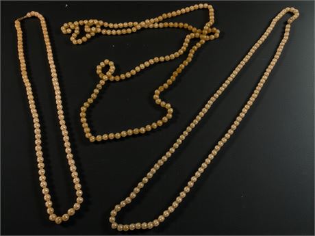Vintage Opera Length Cream Faux Pearl Necklace Lot of 3