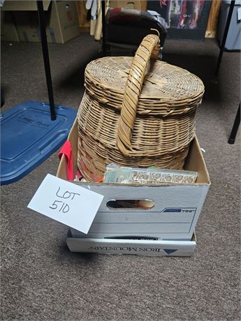 Mixed Sewing Notions With Vintage Wicker Sewing Basket
