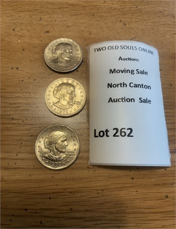 Lot of 3 Susan B Anthony Dollar Coins P Mint Mark Philadelphia