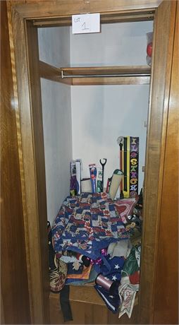 Large Closet Cleanout- Christmas, Easter, Outdoor Flags, Decor & More