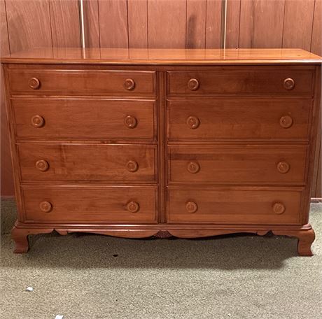 Vintage Kling 8-Drawer Solid Maple Dresser w/ Mirror - 54 x 20 x 35"T