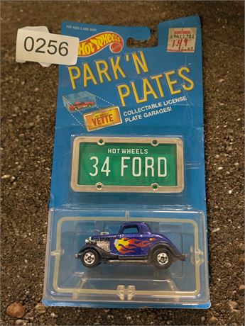 Hot Wheels Park N Plates Die Cast '34 Ford Car and License Plate
