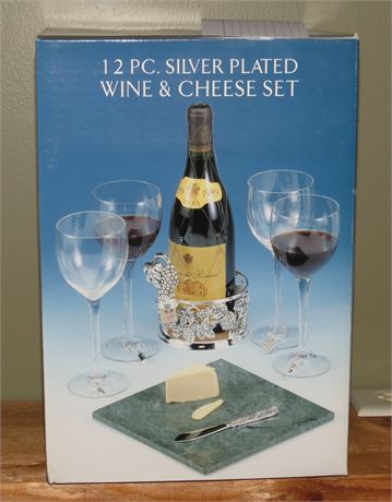 12 Pc Silver Plated Wine & Cheese Set