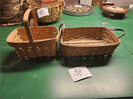 Longaberger Baskets : Leather Handle Basket & Handled Basket