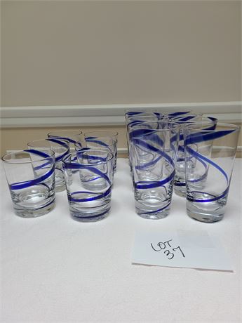 Pier 1 Swirl-line Blue Drinking & Juice Glasses