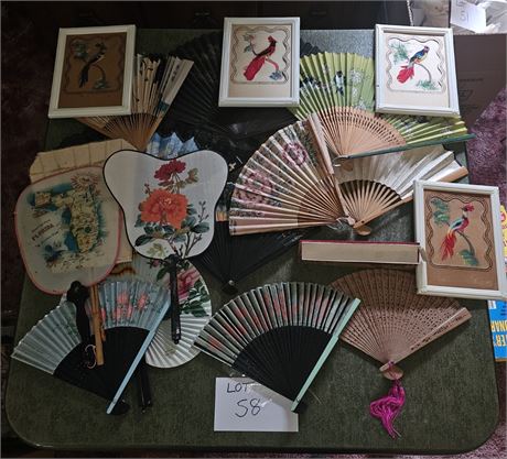 Mixed Hand Fans- Plastic, Paper, Cloth & More, Age, Themes & Sizes Vary