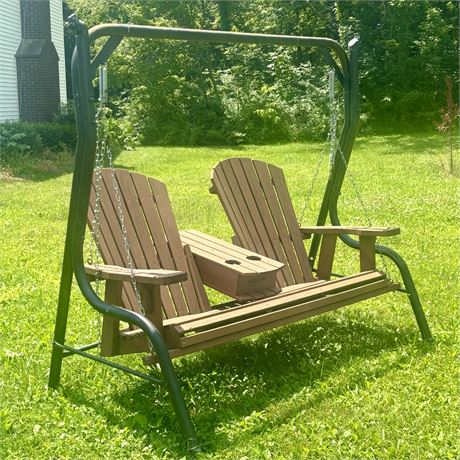 Vintage 2-Person Wooden Patio/Porch Swing
