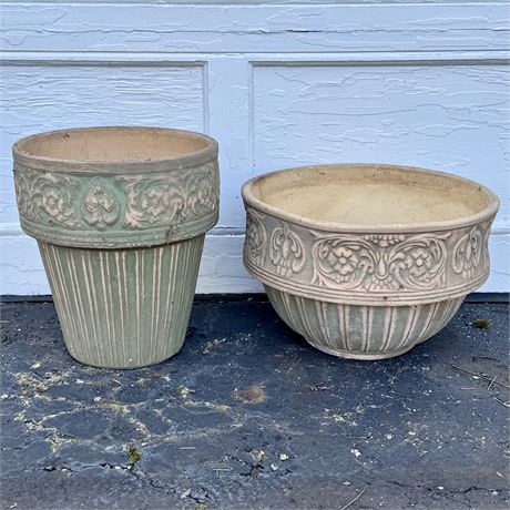 Large Ceramic Outdoor Planters/Pots - 15.5 x 10"