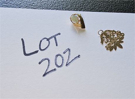 14K Grandma Charm & Single Opal Earring 1.19 DWT Includes Opal (Scrap)