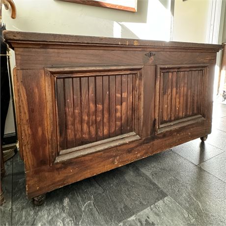 Antique Quaker Blanket Chest on Wood Casters - 25"T x 46"L