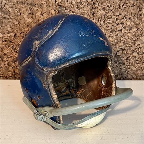 1940’s Original Rawlings Leather Football Helmet, Size 7 1/8