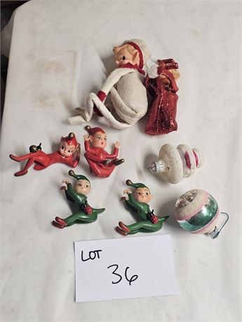 Vintage Pixie Knee Huggers-1940's-60's era Rubber Elf Tree Climbers 3"H & More