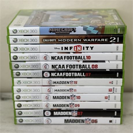 XBOX 360 Games Lot - Madden, NCAA, Minecraft and More