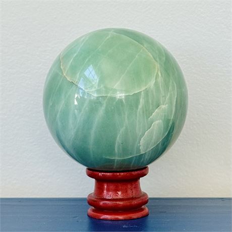 Large Solid Green Calcite (?) Crystal Sphere - Approx. 2.75”D