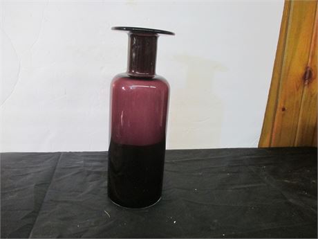 Beautiful 11" Amethyst Purple & Clear Art Glass Hand Blown Vase