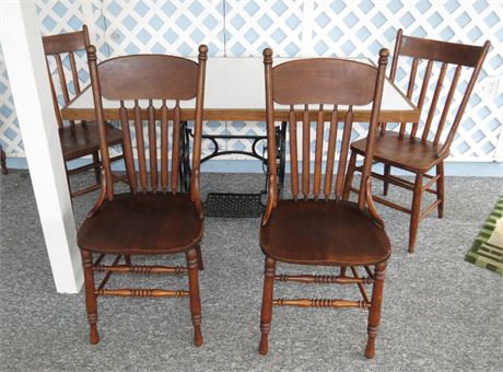 Table with Sewing Machine Base, 4 Chairs