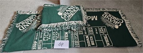 Two Grand Casino Throw Blankets Forest Green & White