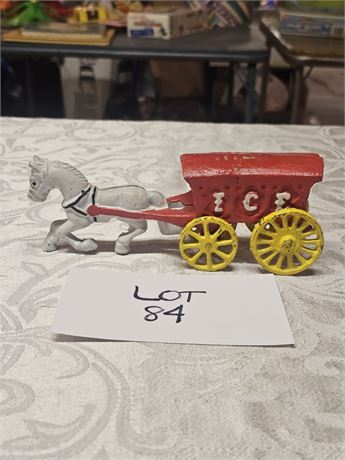 Vintage Cast Iron Horse Drawn Ice Wagon