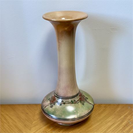 Tall, Antique Hand Painted Vase - 19"H