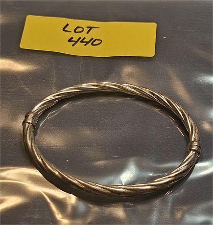 Sterling Twist Bangle 7" Bracelet 0.35 ozt