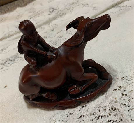 Vintage Chinese Hand Carved Rosewood Water Buffalo Boy Asian Figurine Sculpture