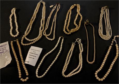 Cream Faux Pearl & Bead Necklace Lot