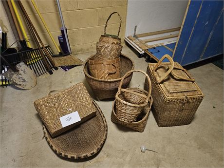 Mixed Basket Lot:Picnic/Storage & More - Different Sizes & Styles