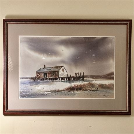 Original Frederick Leach Signed Watercolor Painting - 38.5" x 28.5"