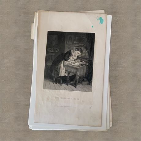 Lot of 29 Black & White Lithographic Prints (People, Places)