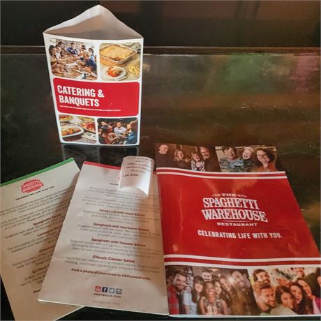 MEMORABILIA LOT - Spaghetti Warehouse Marketing & Menu Lot