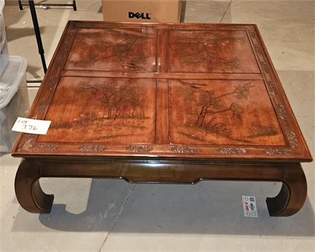 Huge Magnificent Heavy Wood Inlay Coffee Table