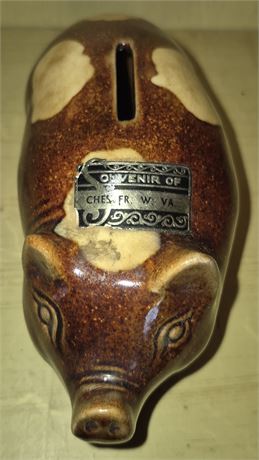 Vintage Ceramic Brown Piggy Bank