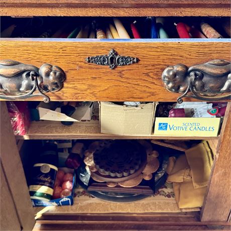 Left Sideboard CLEANOUT - Serving Dishes, LOTS of Candles and More