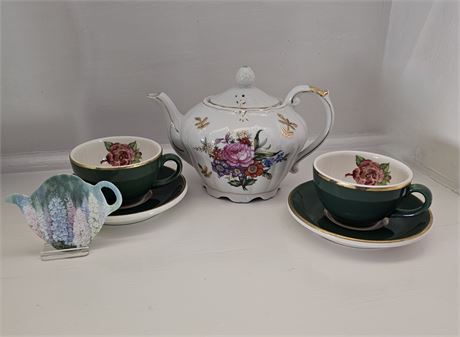 Syracuse China Cups & Saucers w/Musical Teapot