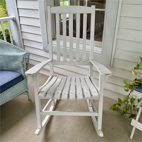 White Painted Wood Rocking Chair