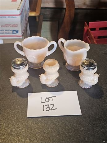Lenox Crown Tuscan Pink Sugar, Creamer & Degenhart S&P & Toothpick Holder